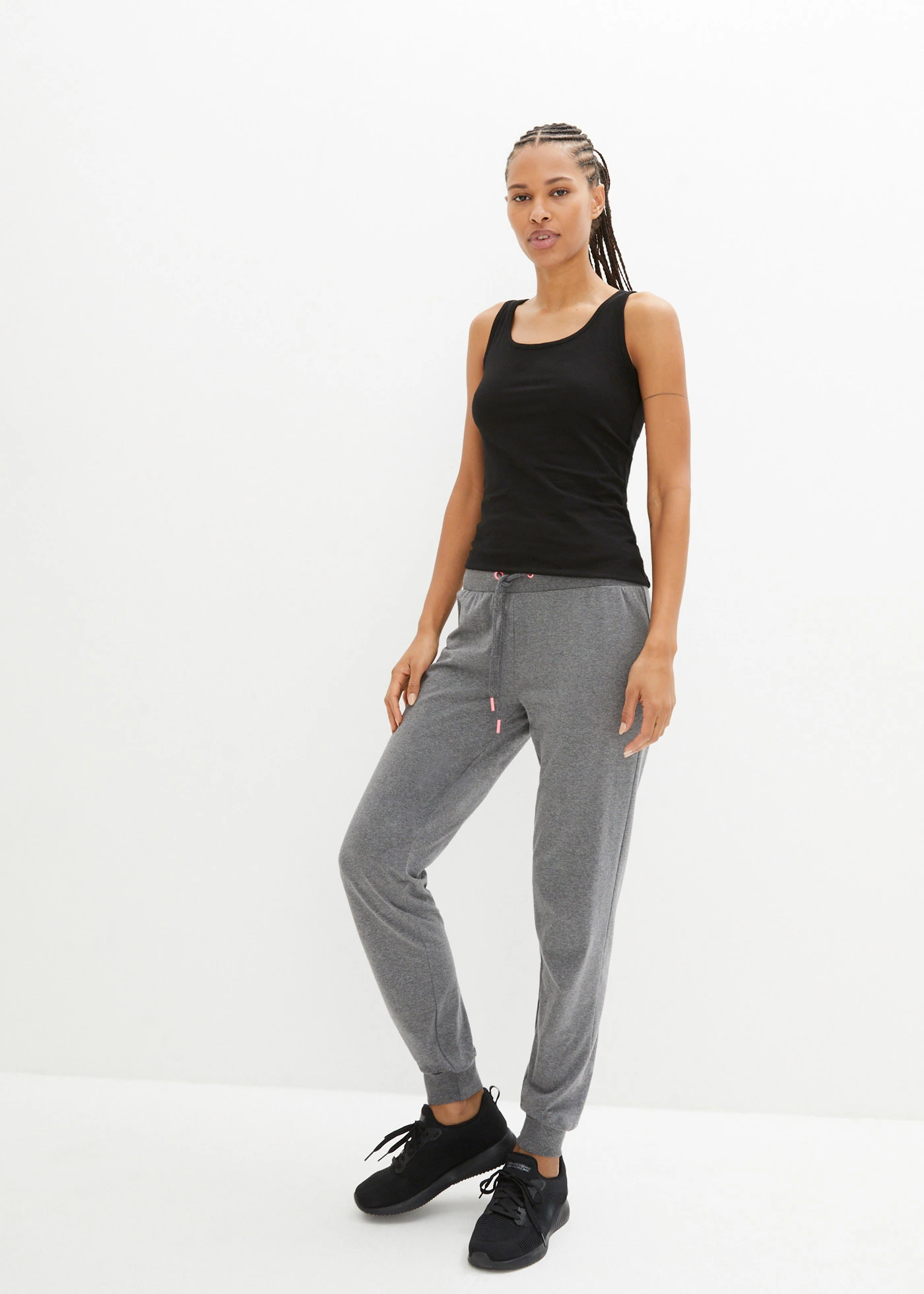 Spodnie sportowe ze ściągaczem • szary melanż • sklep bonprix