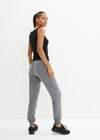Joggingbroek met elastische band, Kleur: grijs gemêleerd