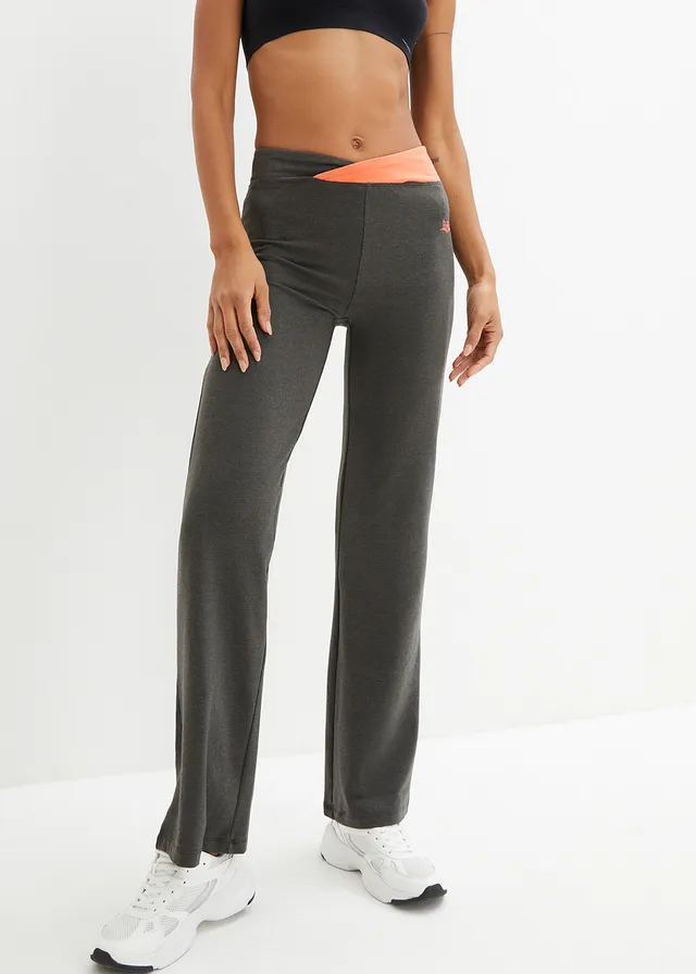 Lot de 2 pantalons de sport, bootcut, Couleur: anthracite chiné + noir