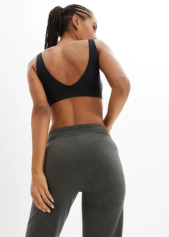 Pantaloni sport  evazați cu bumbac (set/2 perechi) • antracit melanj+negru • magazin bonprix