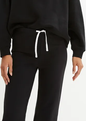 Pantalon droit en jersey coton • noir rayé • Boutique bonprix