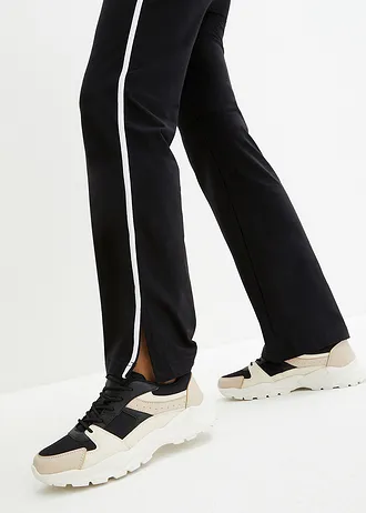 Pantalon droit en jersey coton • noir rayé • Boutique bonprix