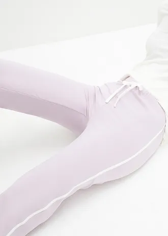 Pantaloni din jerse de bumbac cu stretch (set/2 buc.) • negru/liliachiu fumuriu • magazin bonprix