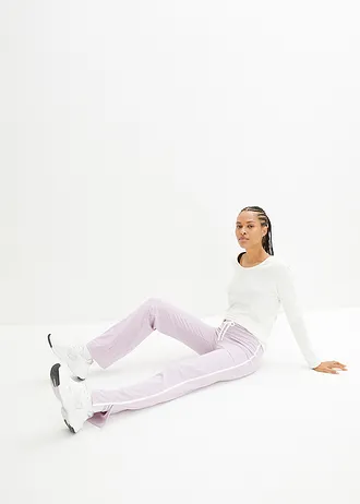 Žerzejové kalhoty z bavlny s obsahem streče (2 ks v balení) • černá + kouřově šeříková • bonprix obchod