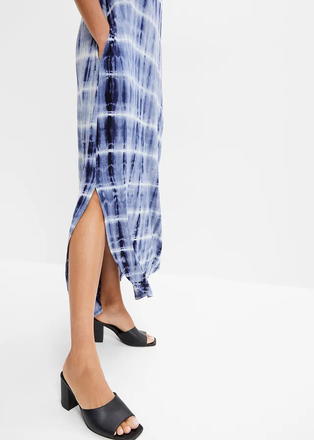 Maxi jurk van soepele viscose • blauw-wit gedessineerd • product-page.page-title-suffix