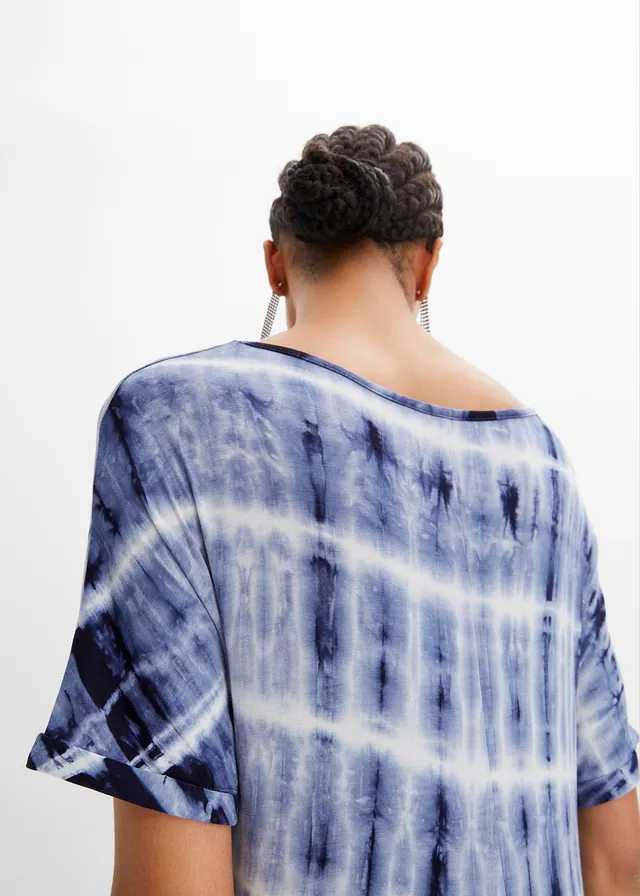 Robe longue en viscose fluide • bleu/blanc imprimé • product-page.page-title-suffix