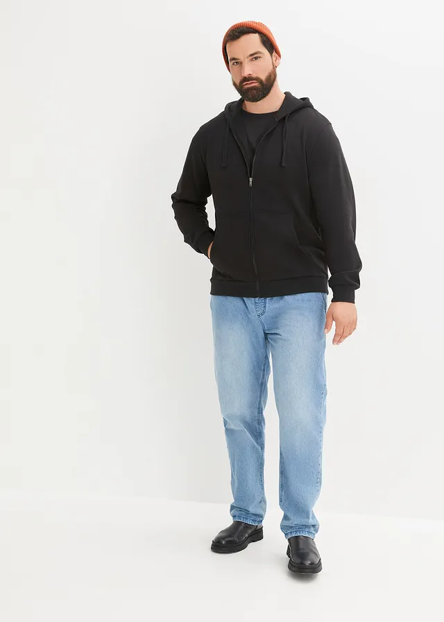 Hoodie met ritssluiting, regular fit, Kleur: zwart