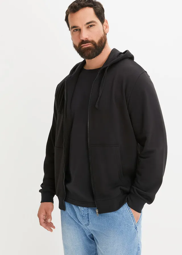 Hoodie met ritssluiting, regular fit, Kleur: zwart