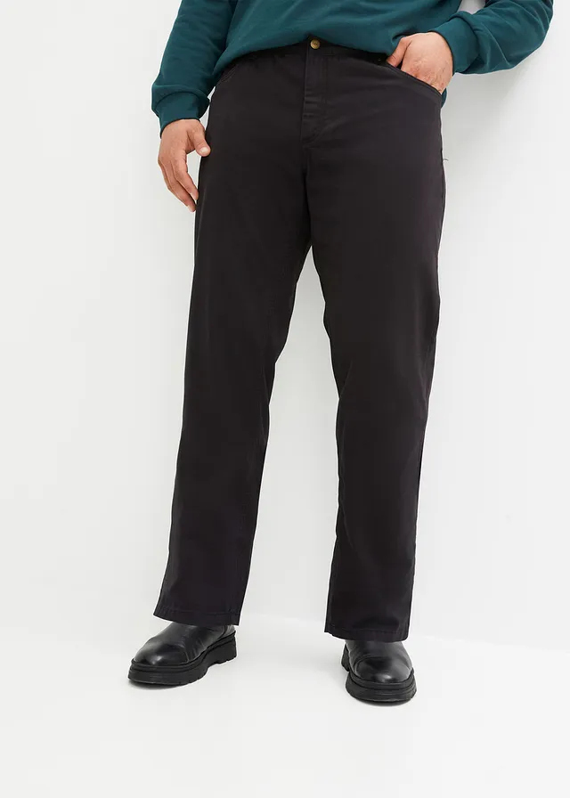 Regular fit twill broek van katoen, straight, Kleur: zwart