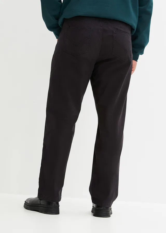 Regular fit twill broek van katoen, straight, Kleur: zwart