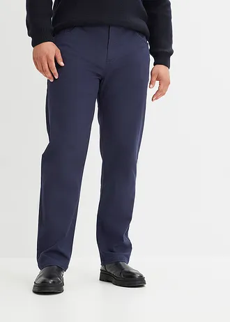 Pantalon droit et extensible, coupe classique, Couleur: bleu foncé