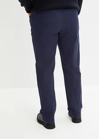 Classic fit stretch broek, straight, Kleur: donkerblauw