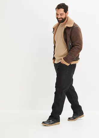 Bunda z umělé kůže s medvídkovou podšívkou, barva: tmavě hnědá