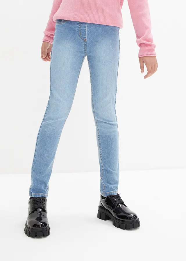 Jegging met mid waist (set van 2), Kleur: donkerblauw denim+lichtblauw denim