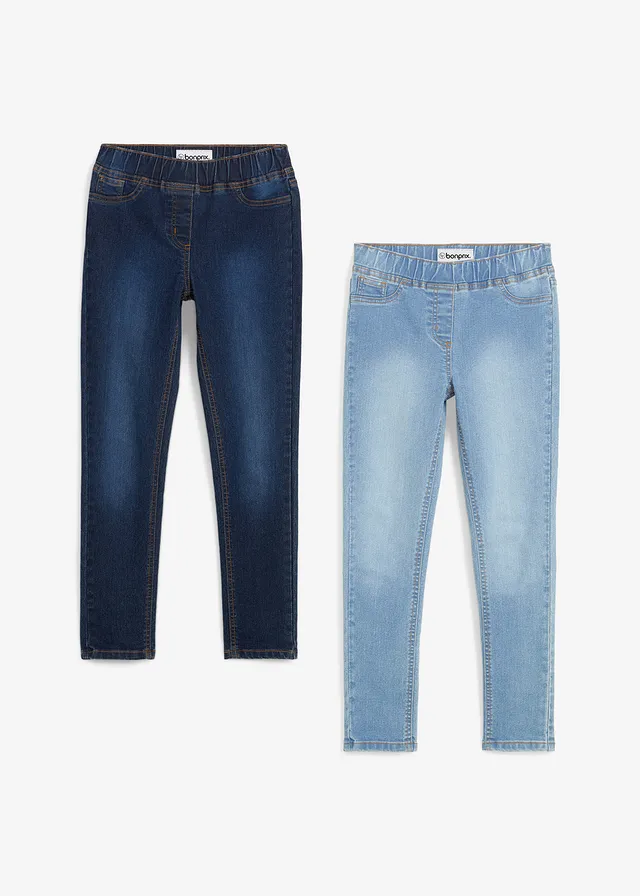 Jegging met mid waist (set van 2) • donkerblauw denim+lichtblauw denim • product-page.page-title-suffix