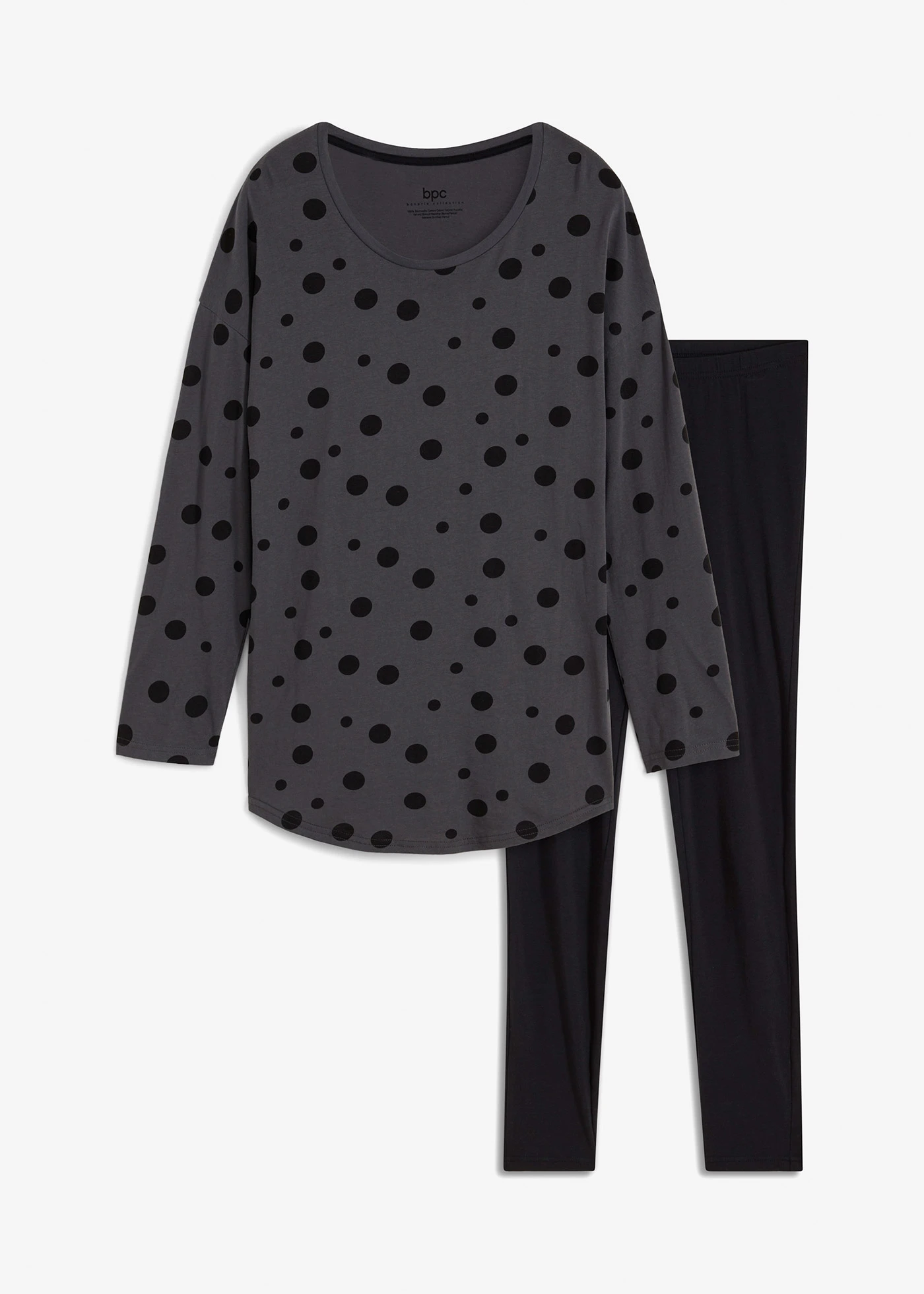 Pijama oversize cu colanți • gri/negru • magazin bonprix