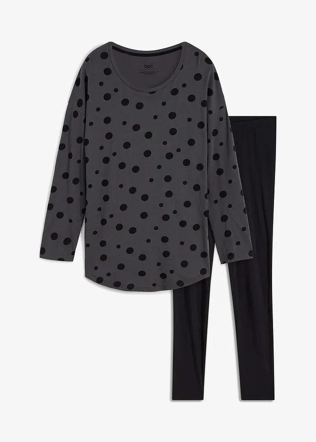 Pijama oversize cu colanți • gri/negru • magazin bonprix