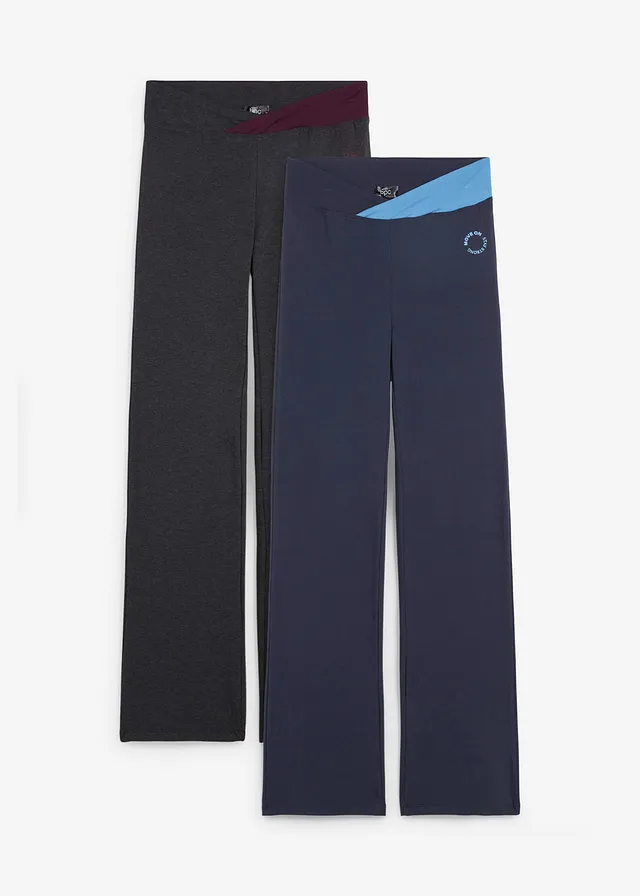 Katoenen sportbroek, bootcut (set van 2)
