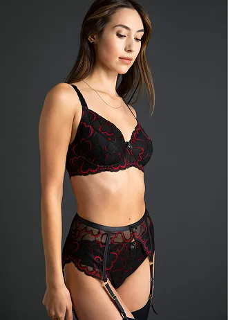 Chilot cu dantelă fină • negru-roșu-salsa • magazin bonprix