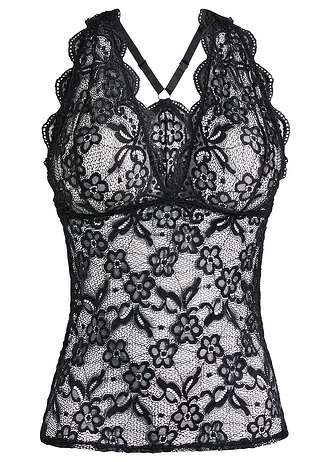 Top din dantelă fină • negru • magazin bonprix
