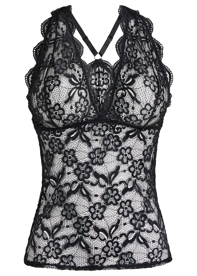 Top z delikatnej koronki • czarny • sklep bonprix