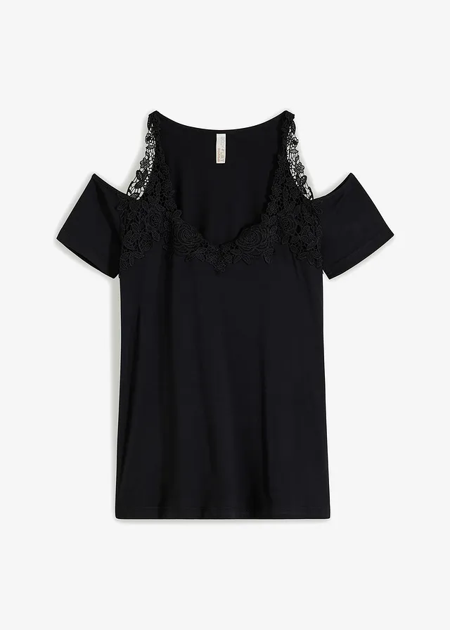 Cold shoulder shirt met kant