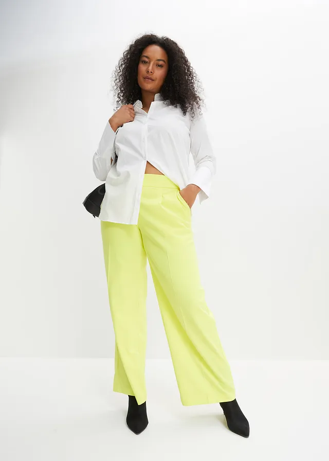 Pantalon à jambes larges, Couleur: citron vert