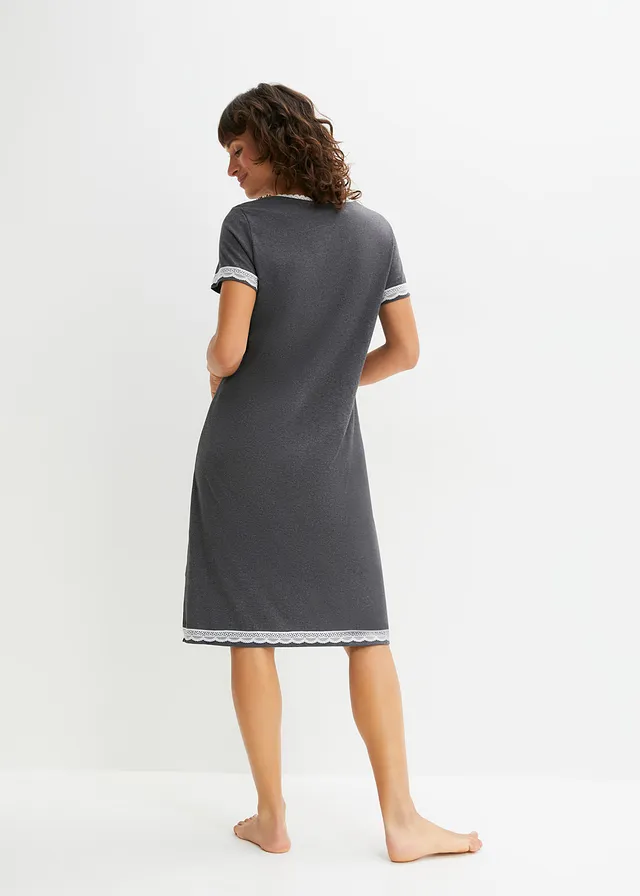 Nuisette avec patte de boutonnage et dentelle • anthracite chiné-écru • product-page.page-title-suffix