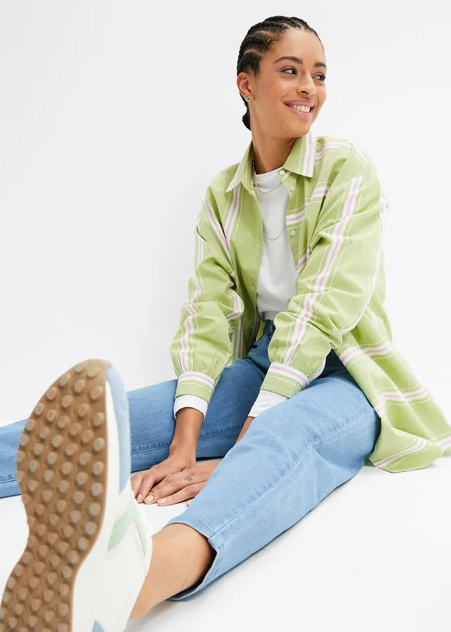 Mom jeans met high waist, stretch • lichtblauw denim • product-page.page-title-suffix