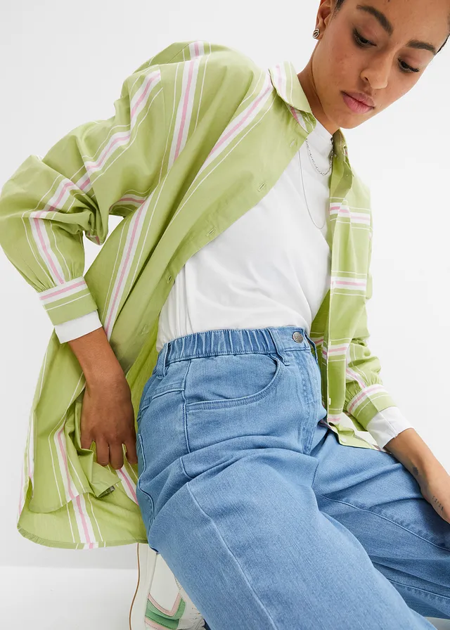 Mom jeans met high waist, stretch • lichtblauw denim • product-page.page-title-suffix