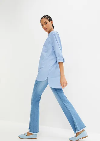 Lange blouse met oprolbare mouwen • middenblauw-wit gestreept • bonprix online shop