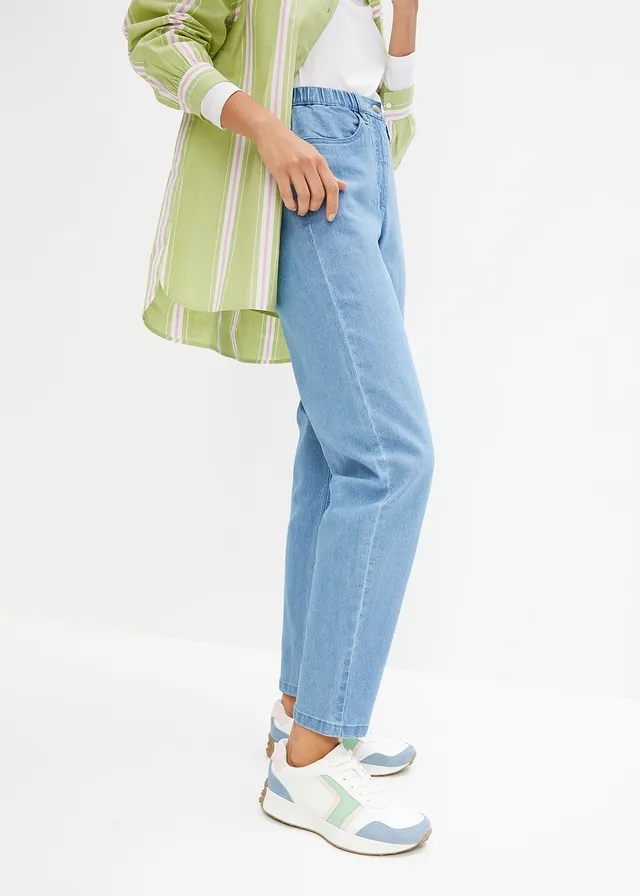 Jean mom taille haute, extensible • denim bleu clair • product-page.page-title-suffix