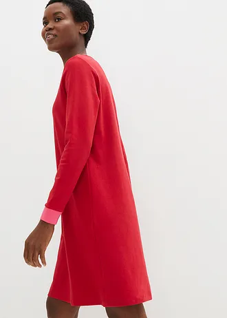 Sukienka mini z ciężkiej bawełny organicznej • czerwony chili - ciemnoróżowy • bonprix obchod