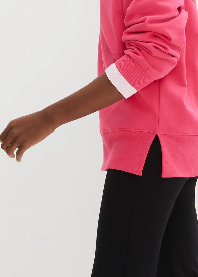 Oversized sweater van biologisch katoen • donkerpink-chilirood met print • product-page.page-title-suffix