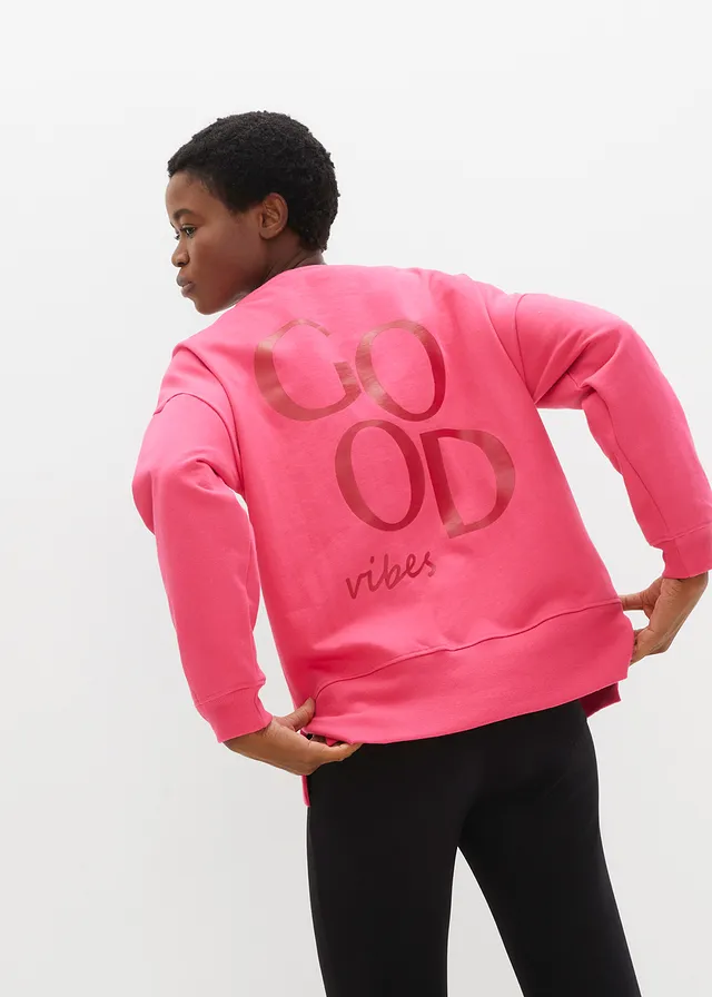 Sweat oversize en coton, Couleur: magenta-rouge piment imprimé