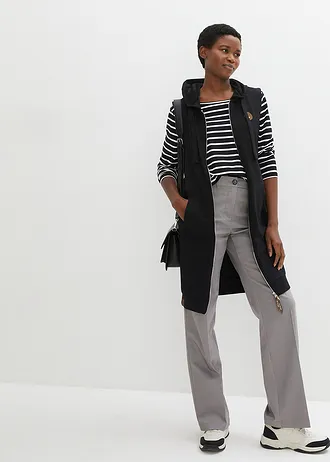 Lange sweat bodywarmer met capuchon • zwart • bonprix online shop