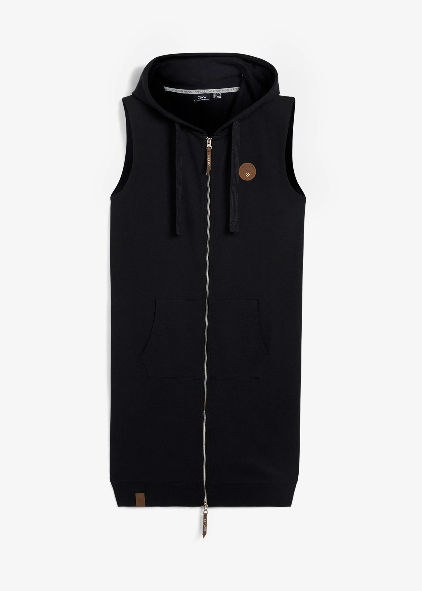 Long gilet sweat à capuche, sans manches • noir • product-page.page-title-suffix