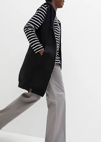 Lange sweat bodywarmer met capuchon • zwart • bonprix online shop