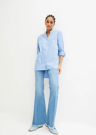 Lange blouse met oprolbare mouwen • middenblauw-wit gestreept • bonprix online shop