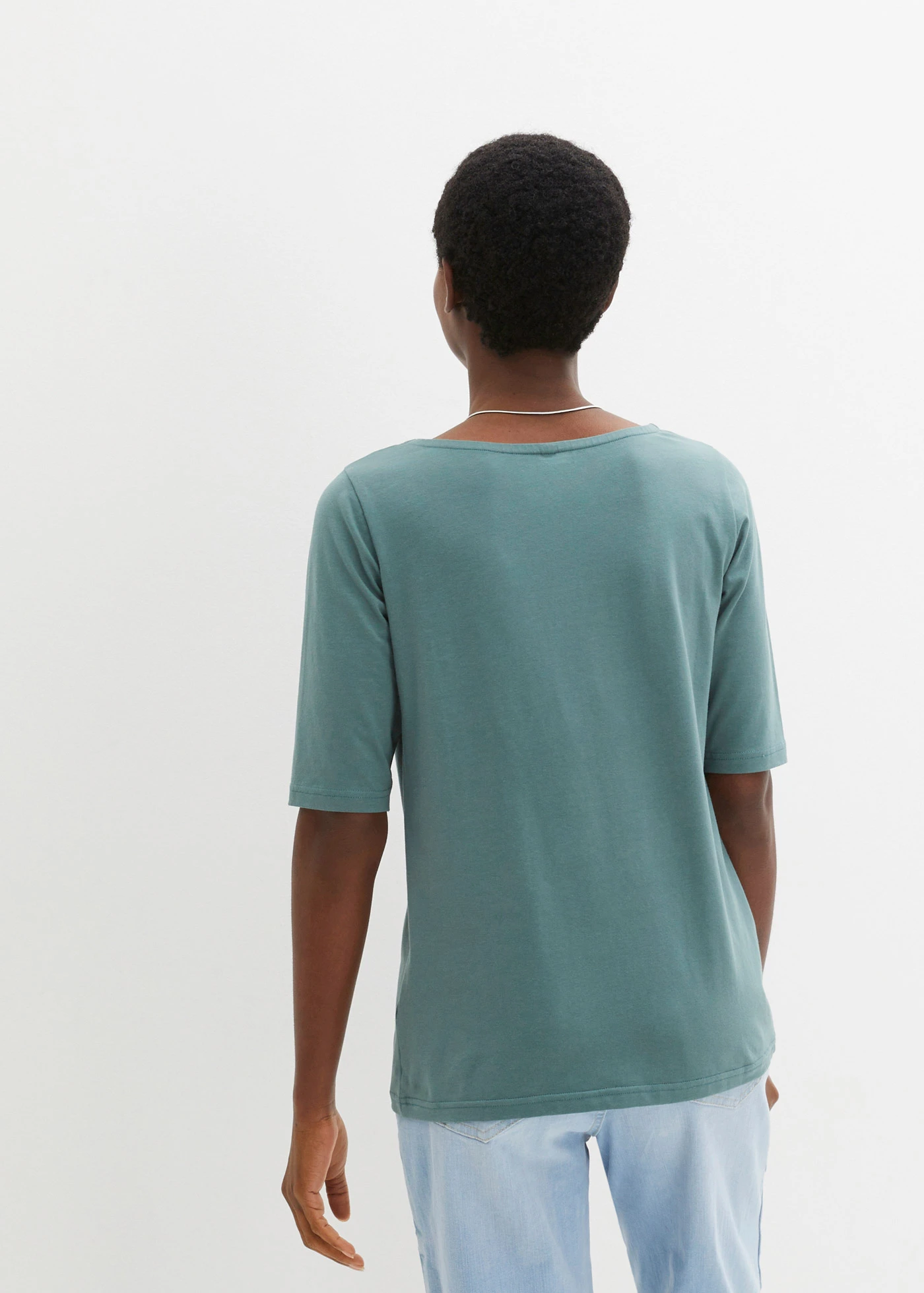 T-shirt col bateau 100% coton • gris vert • Boutique bonprix