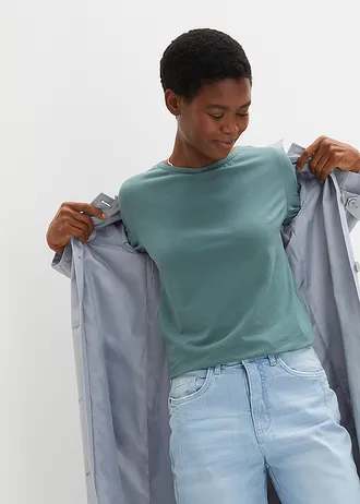 T-shirt col bateau 100% coton • gris vert • Boutique bonprix