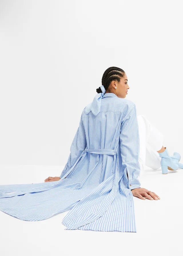 Robe-chemise rayée avec ceinture à nouer • bleu moyen/blanc rayé • product-page.page-title-suffix