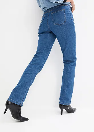 Straight jeans mid waist, stretch, Kleur: blauw denim