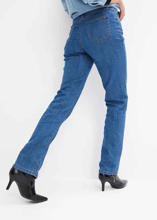 Jean droit taille mi-haute, extensible • bleu • product-page.page-title-suffix
