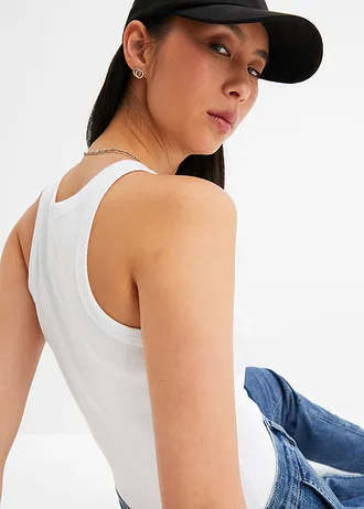 Geribde tanktop • wit • bonprix online shop