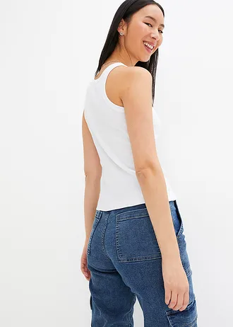Geribde tanktop • wit • bonprix online shop