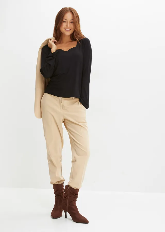 T-shirt manches longues en viscose extensible • noir • product-page.page-title-suffix