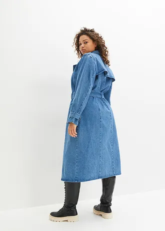 Džínový trenčkot, barva: středně modrý denim