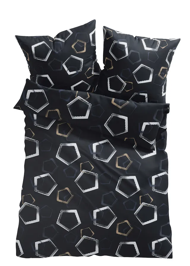 Lenjerie de pat din material cu bumbac • negru • magazin bonprix