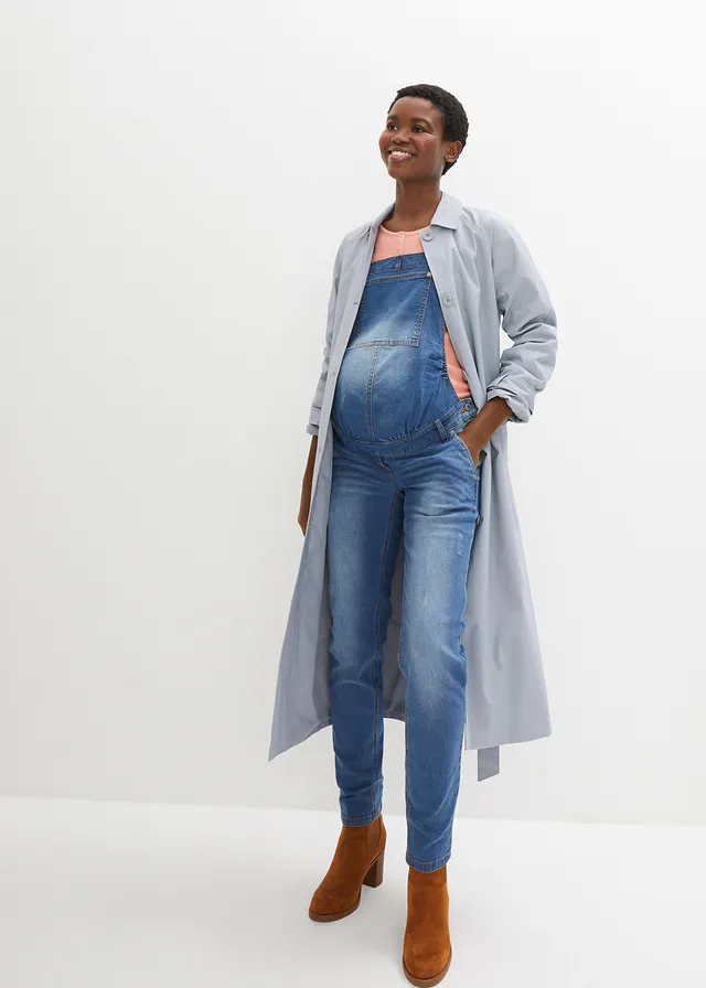 Těhotenské džíny s laclem Straight Leg • světle modrý denim • bonprix obchod